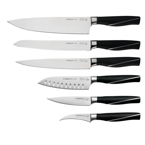 Tyrolit Iceline Messerset Expert TYROLIT Life Iceline Messerset Expert mit Kochmesser, Brotmesser, Schinkenmesser, Santoku II, Tourniermesser und Spickmesser